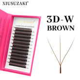 XIUSUZAKI Wholesale Private Label 3D W-shaped Eyelashes Extensions 3 tips C/D Curl Lash Eyelashes Brown Eyelash Extensions